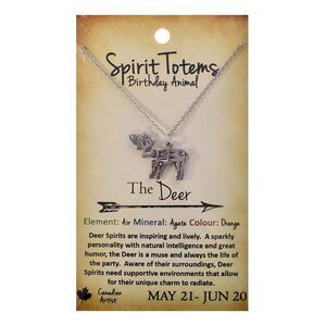 Shag Wear Womens Pewter Spirit Totem Birthday Animal Pendant Necklace - Deer NEW